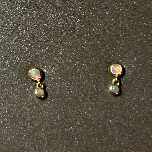 Rowan 14k Opal Drop Flat Back Stud Earrings sensitive safe 2 Studs Total - Picture 5 of 5